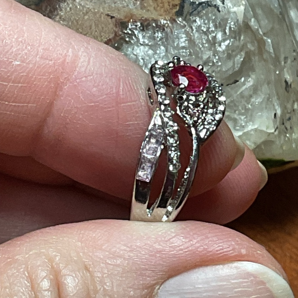 Ruby Silver/Rhodium Ring 8 - Picture 5 of 8